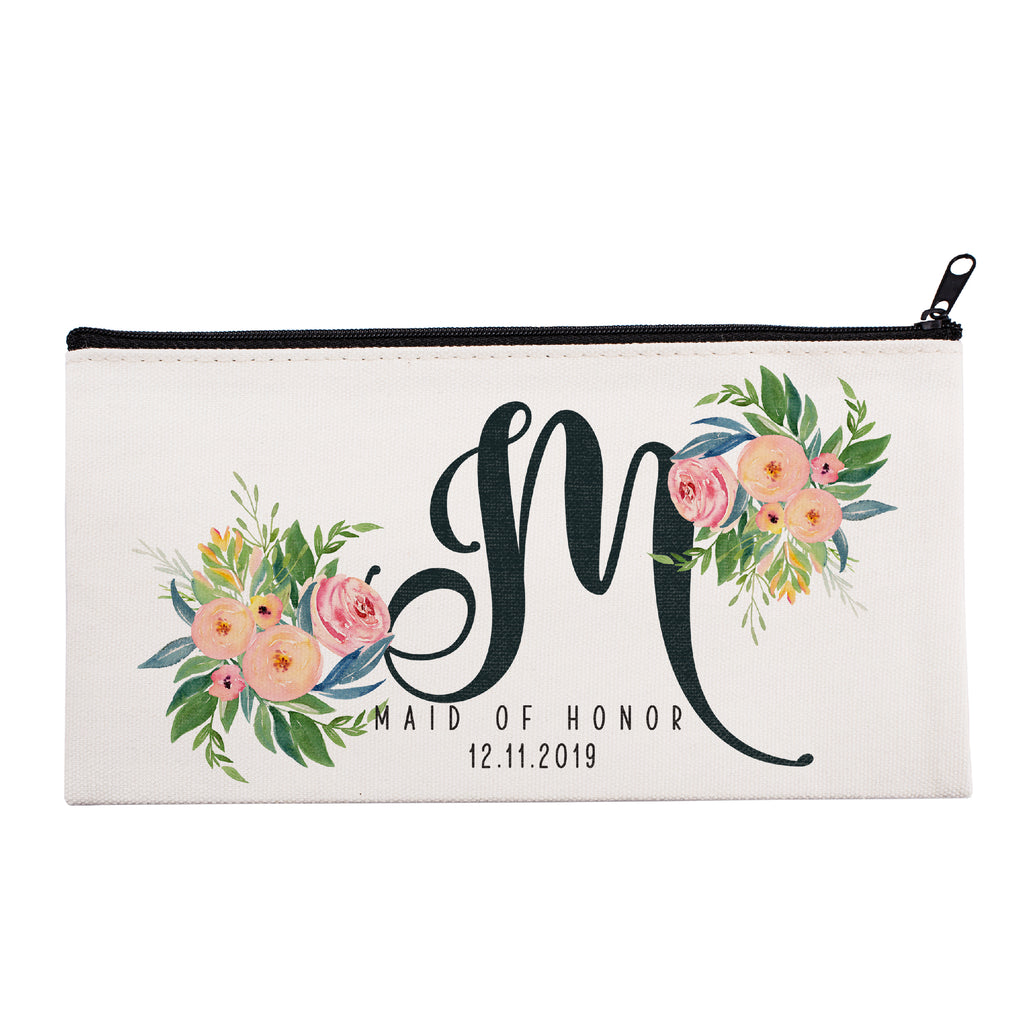 Personalized Makeup Bag Bridesmaid | Wedding Customized Pouch | Bachelorette Party Cosmetic Case |Toiletries Hndy Organizer with Zipper|Events Parties Baby Shower Anniversary Christmas Gift|Desging #1