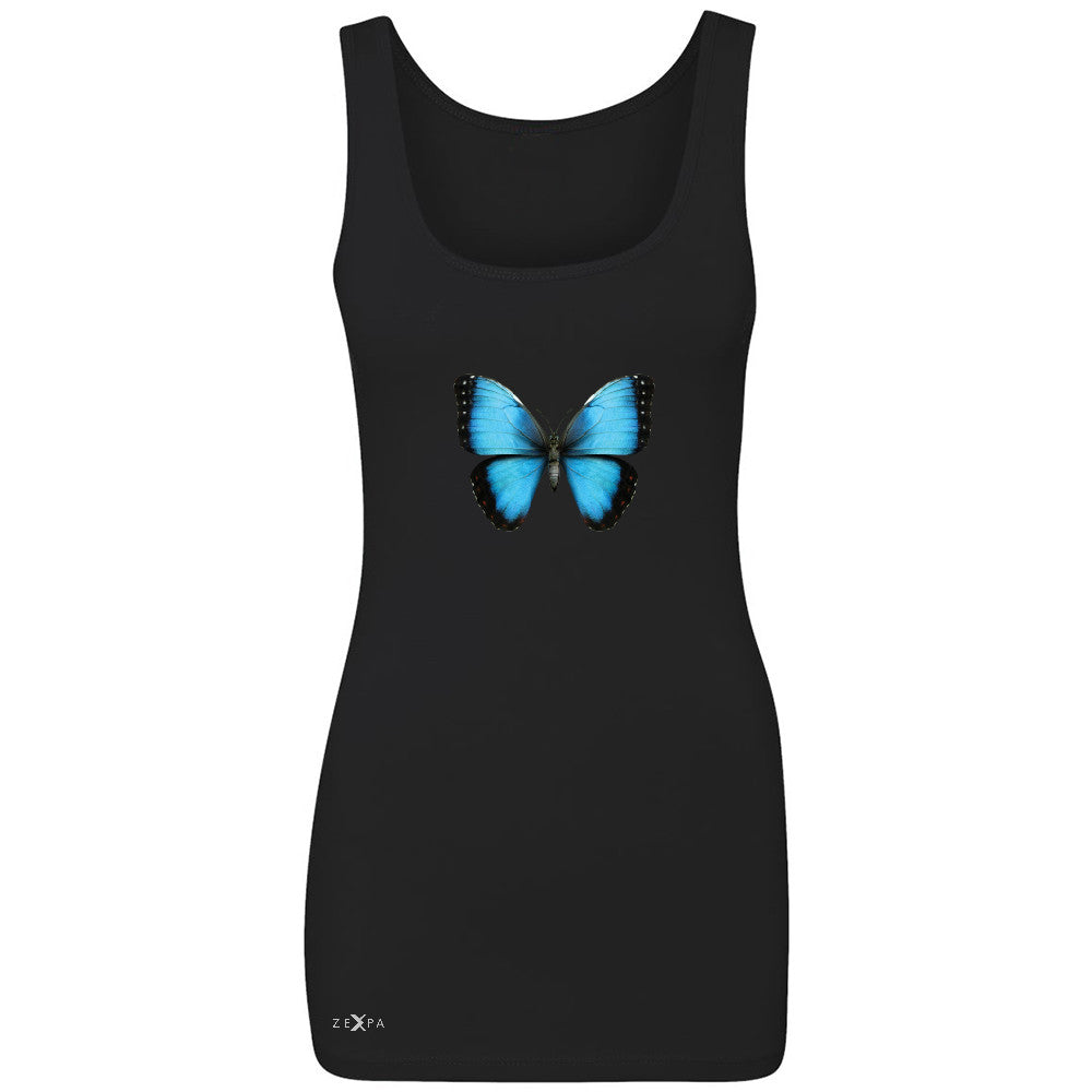 Real 3D Morpho Didius Butterfly Women's Tank Top Animal Cool Cute Sleeveless - Zexpa Apparel - 1