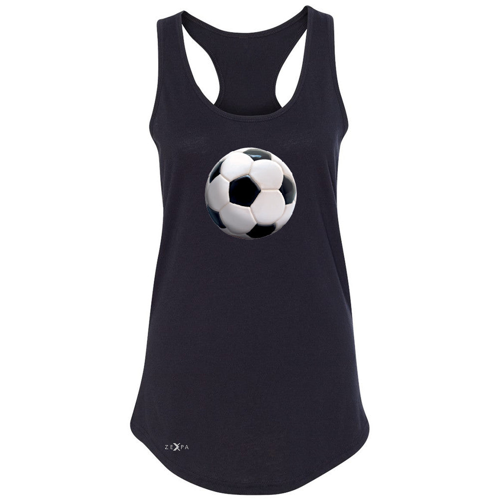 Real 3D Soccer Ball Women's Racerback Soccer Cool Embossed Sleeveless - Zexpa Apparel - 1