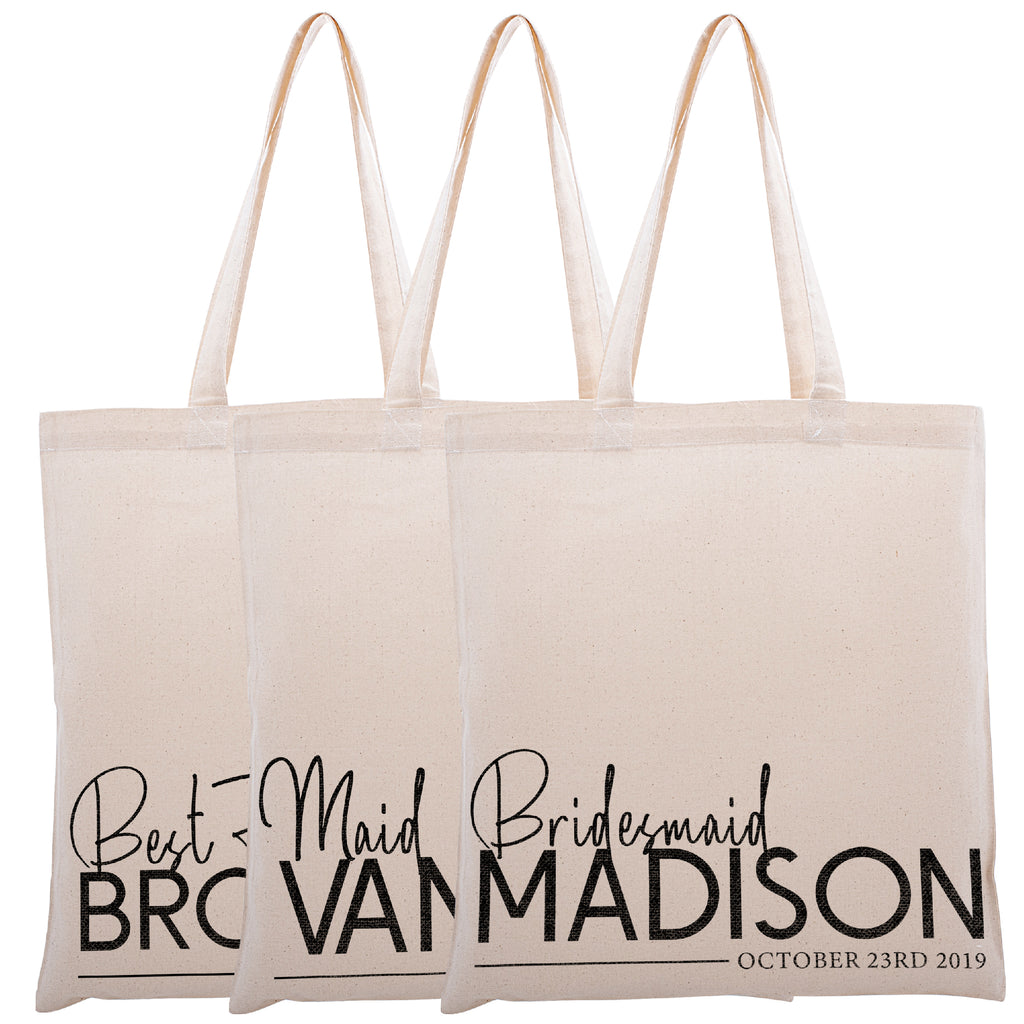 Personalized Tote Bag For Bridesmaids Wedding | Customized Bachelorette Party Bag | Baby Shower and Events Totes |Design #18