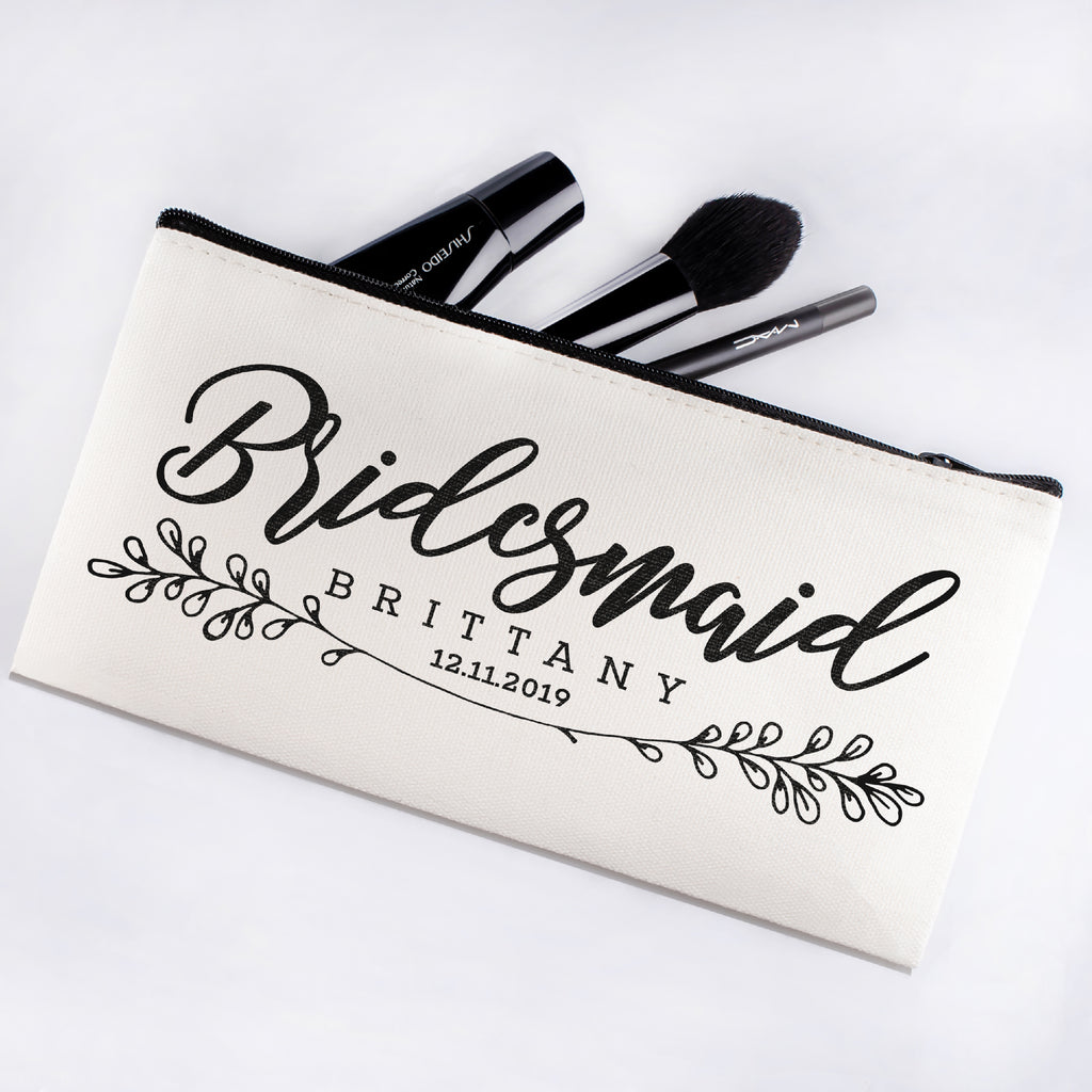 Personalized Makeup Bag Bridesmaid | Wedding Customized Pouch | Bachelorette Party Cosmetic Case |Toiletries Hndy Organizer with Zipper|Events Parties Baby Shower Anniversary Christmas Gift|Desging #16