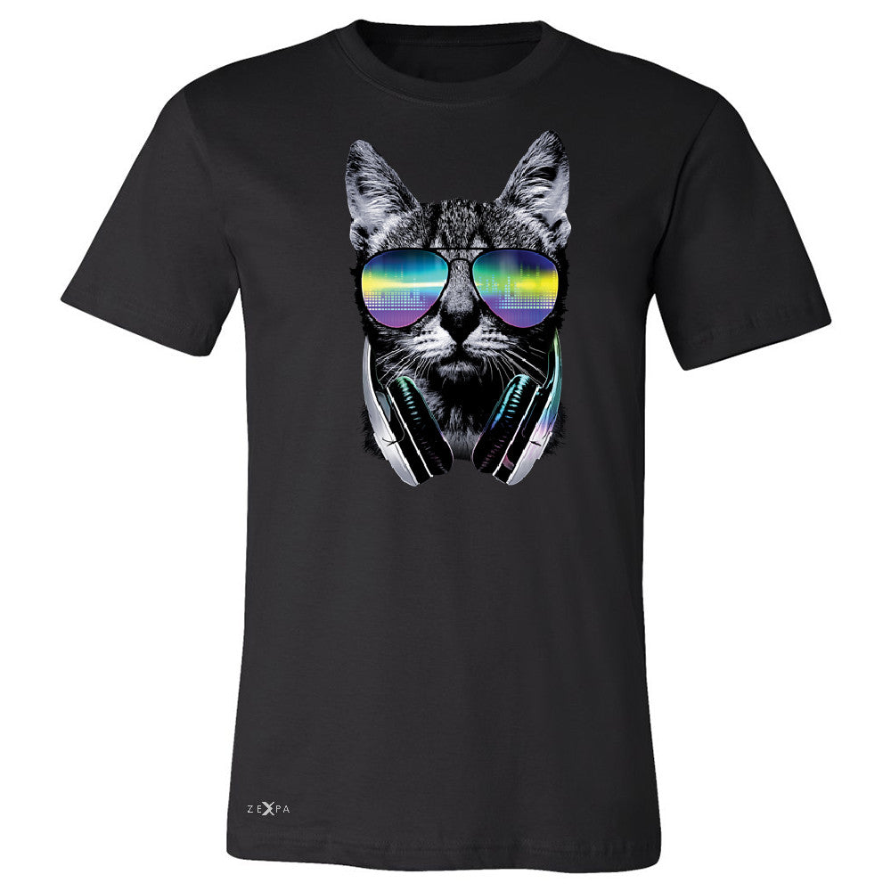 DJ Cat With Sun Glasses and Headphones Men's T-shirt Graphic Tee - Zexpa Apparel - 1