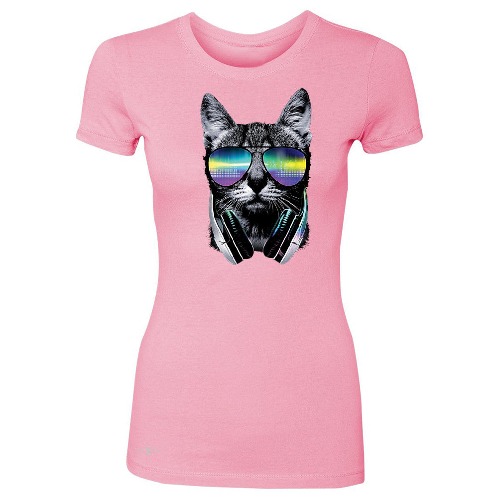 DJ Cat With Sun Glasses and Headphones Women's T-shirt Graphic Tee - Zexpa Apparel - 3