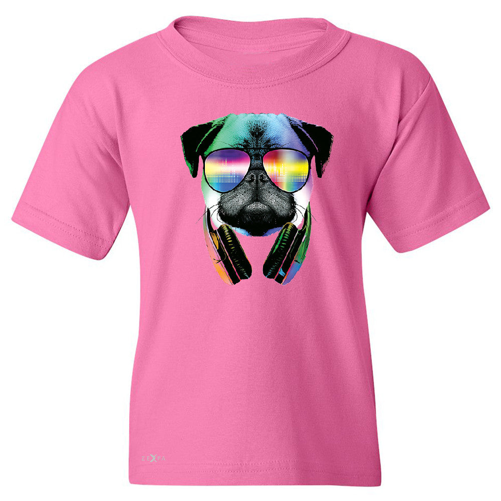 DJ Dog Pug Sun Glasses and Headphones Youth T-shirt Graphic Tee - Zexpa Apparel - 3