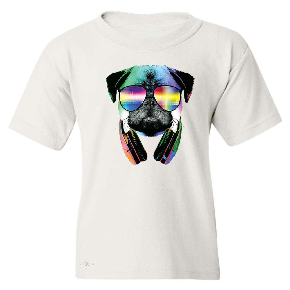DJ Dog Pug Sun Glasses and Headphones Youth T-shirt Graphic Tee - Zexpa Apparel - 5