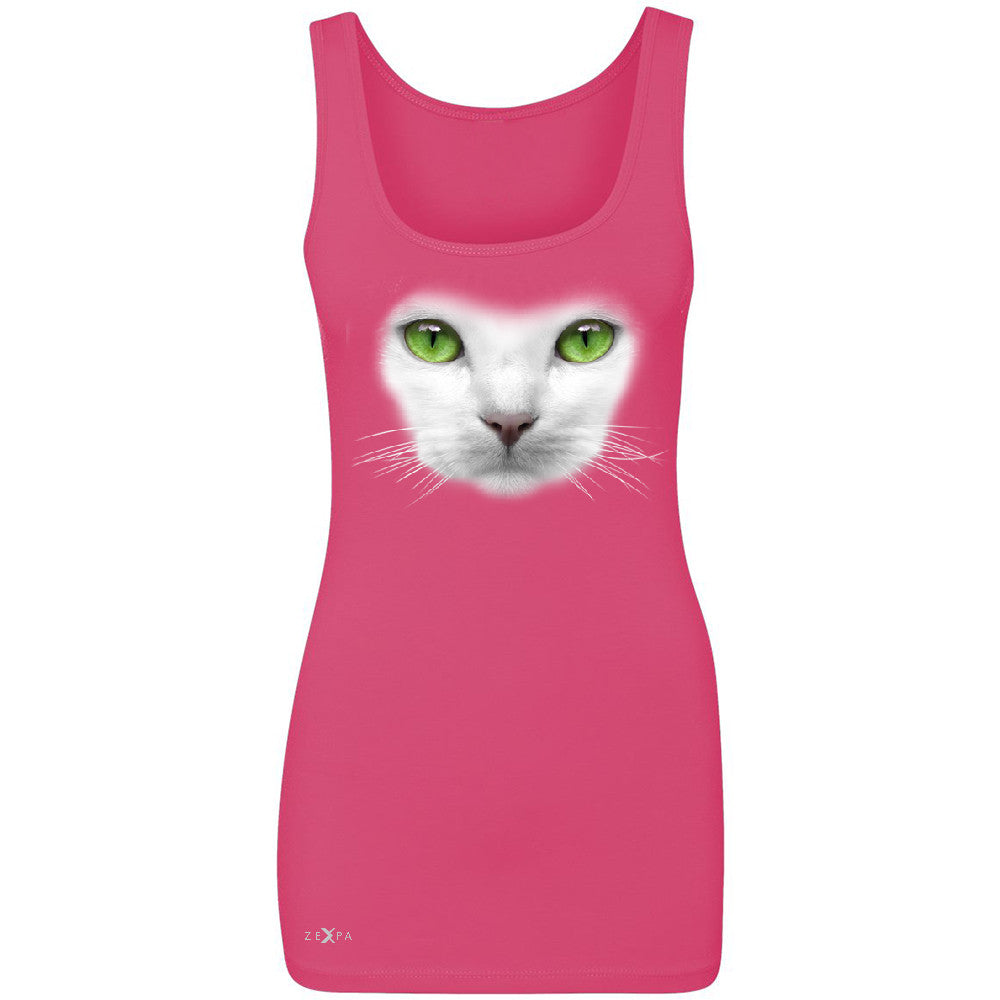 Elegant Cat with Green Eyes Women's Tank Top Beautiful Look Sleeveless - Zexpa Apparel - 2