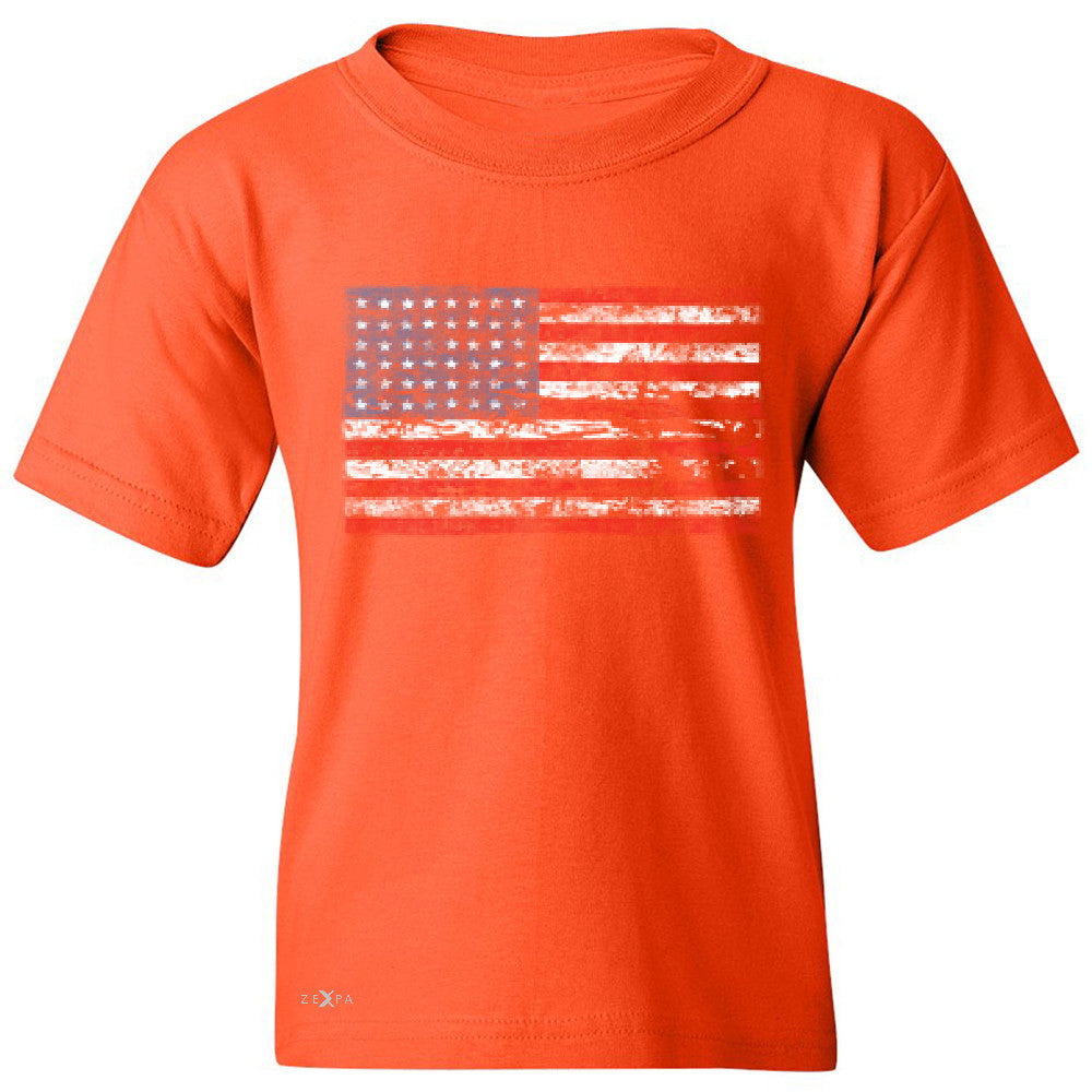 Distressed Atilt American Flag USAÂ  Youth T-shirt Patriotic Tee - Zexpa Apparel - 2