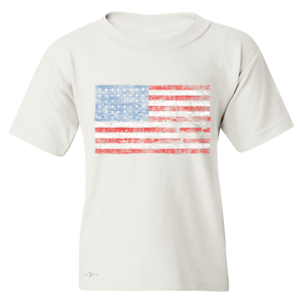 Distressed Atilt American Flag USAÂ  Youth T-shirt Patriotic Tee - Zexpa Apparel - 5