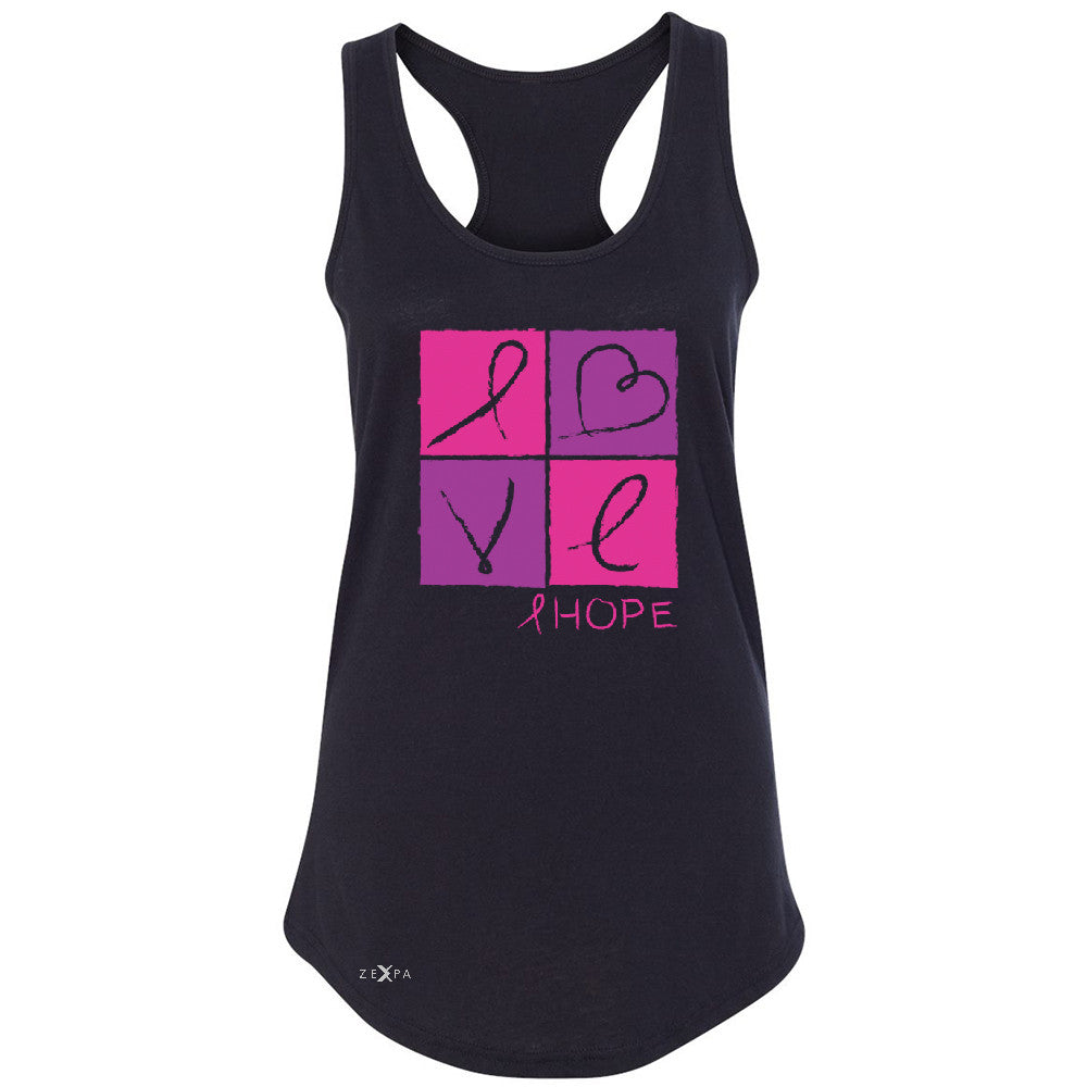 Hope Love Women's Racerback Breast Cancer Awareness Month Support Sleeveless - Zexpa Apparel - 1
