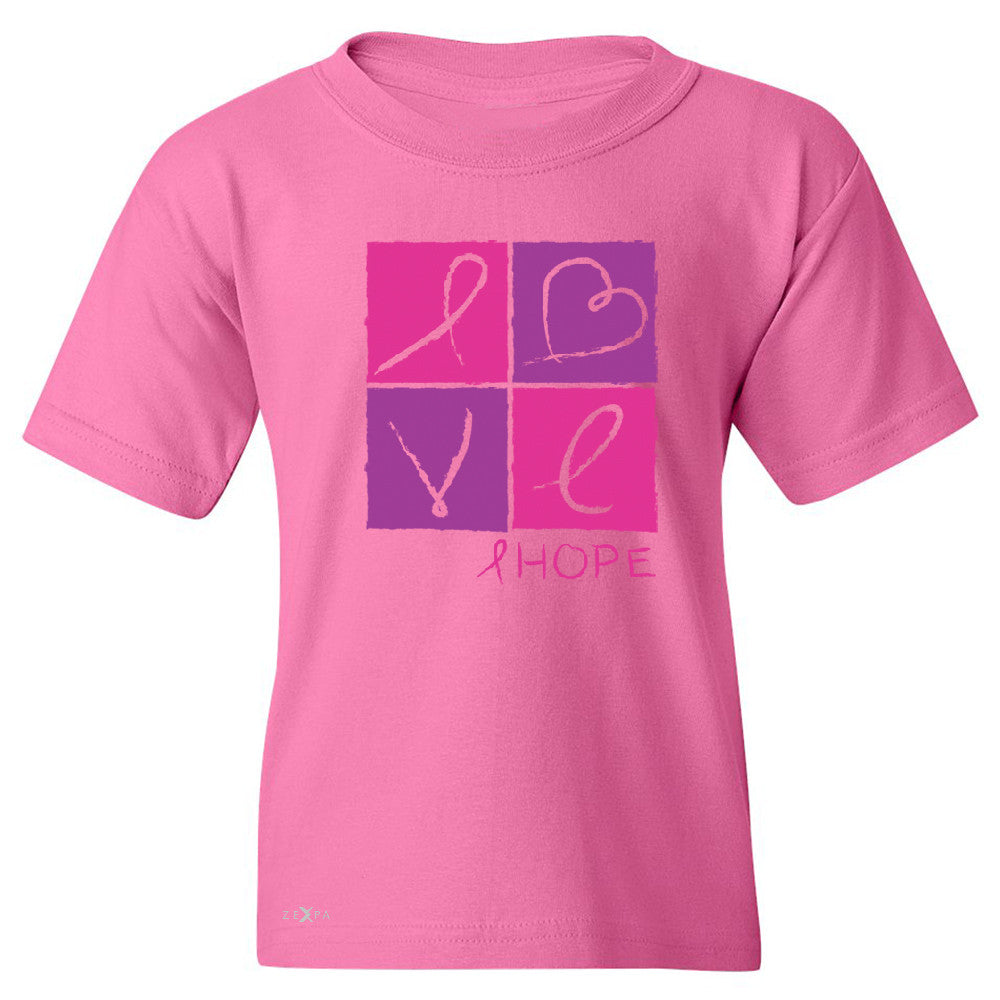 Hope Love Youth T-shirt Breast Cancer Awareness Month Support Tee - Zexpa Apparel - 3