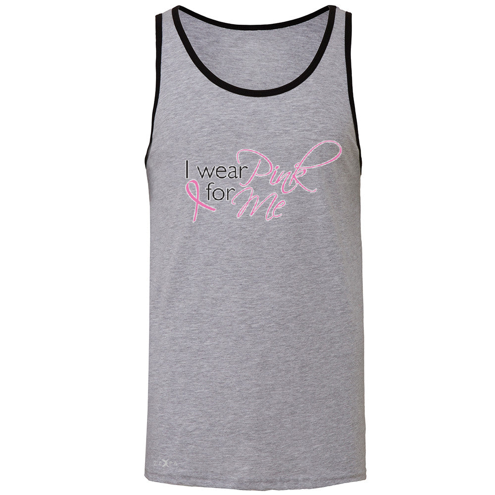 I Wear Pink For Me Men's Jersey Tank Breast Cancer Awareness Month Sleeveless - Zexpa Apparel - 2