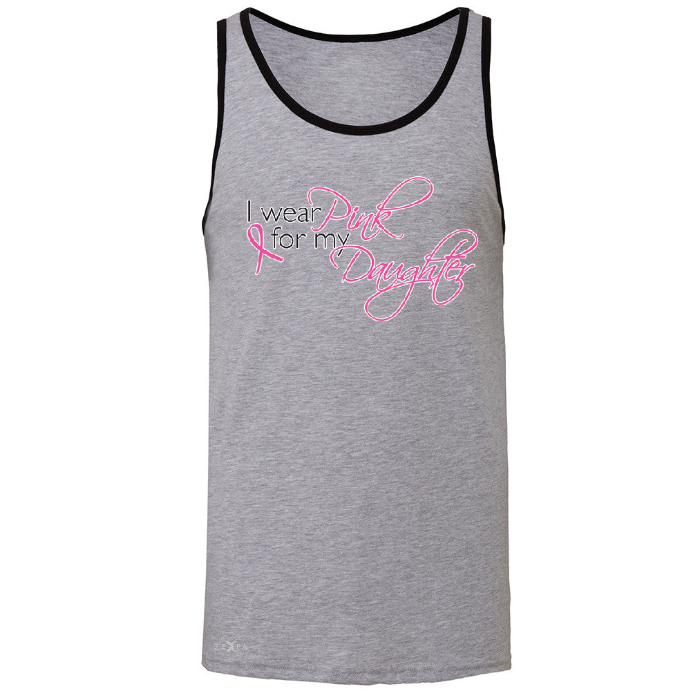 I Wear Pink For My Daughter Men's Jersey Tank Breast Cancer Awareness Sleeveless - Zexpa Apparel - 2