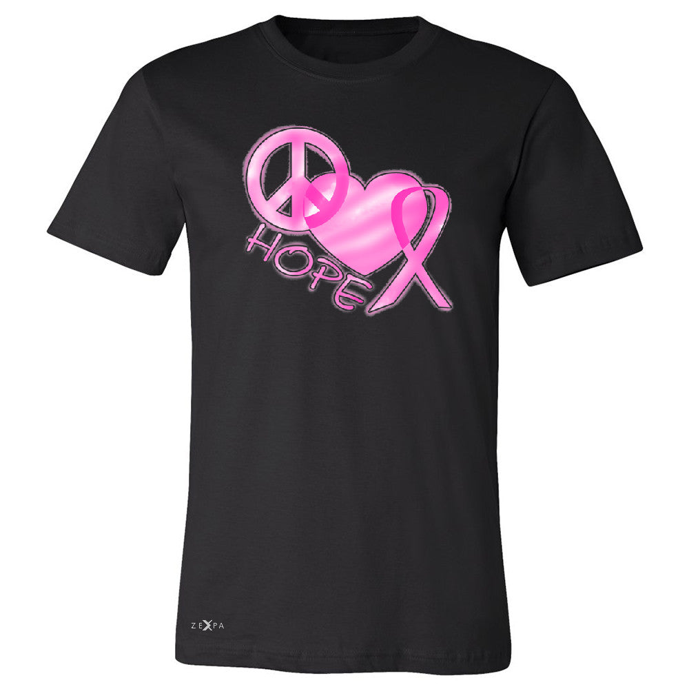 Hope Peace Ribbon Heart Men's T-shirt Breast Cancer Awareness Tee - Zexpa Apparel - 1