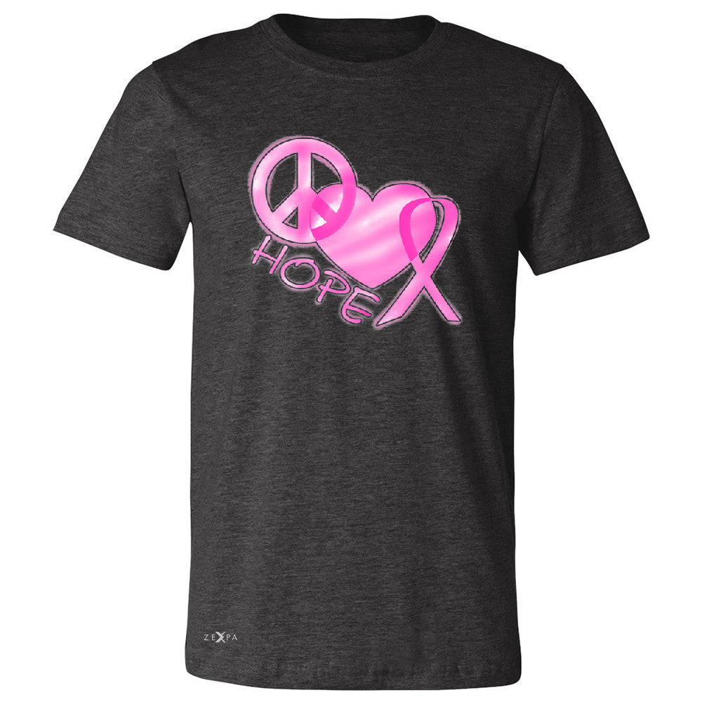 Hope Peace Ribbon Heart Men's T-shirt Breast Cancer Awareness Tee - Zexpa Apparel - 2