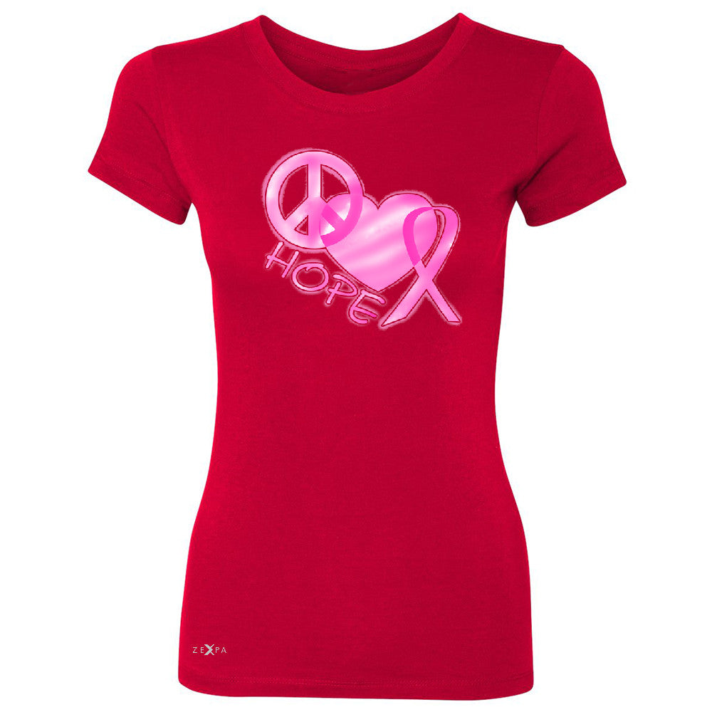 Hope Peace Ribbon Heart Women's T-shirt Breast Cancer Awareness Tee - Zexpa Apparel - 4
