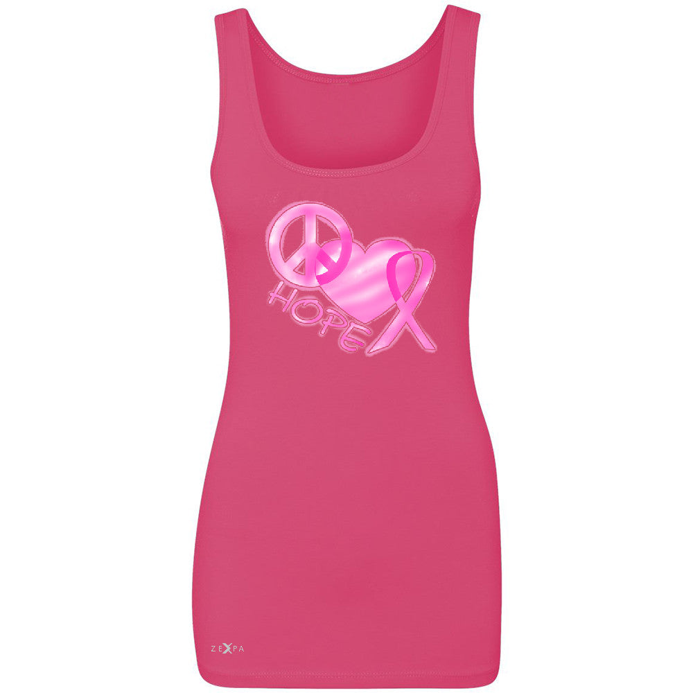 Hope Peace Ribbon Heart Women's Tank Top Breast Cancer Awareness Sleeveless - Zexpa Apparel - 2