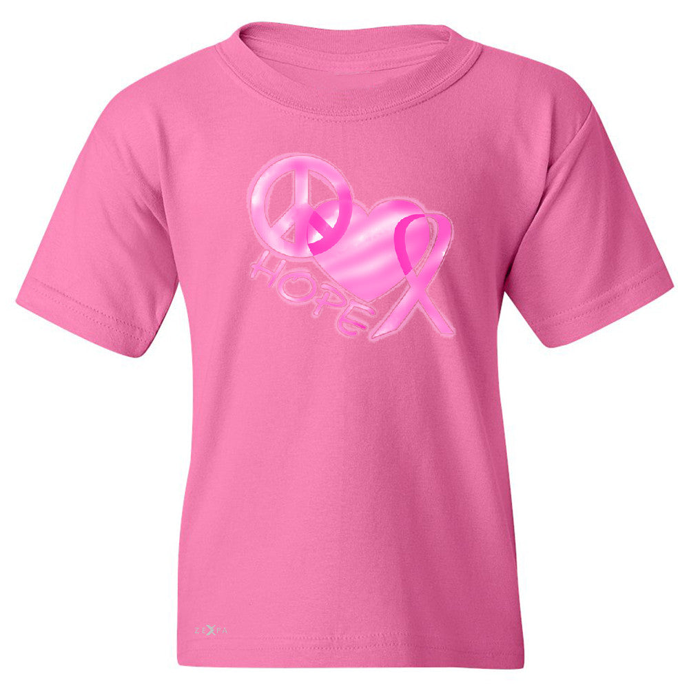Hope Peace Ribbon Heart Youth T-shirt Breast Cancer Awareness Tee - Zexpa Apparel - 3