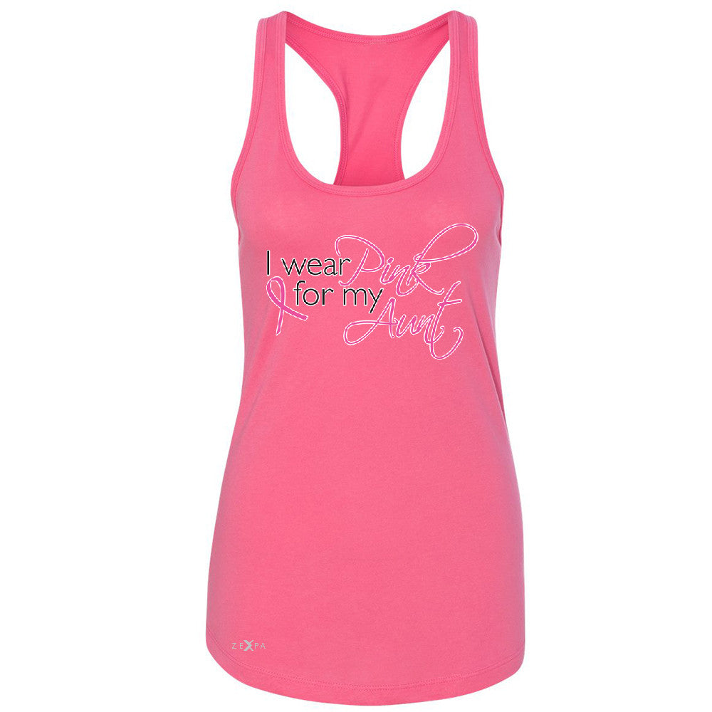 I Wear Pink For My Aunt Women's Racerback Breast Cancer Awareness Sleeveless - Zexpa Apparel - 2