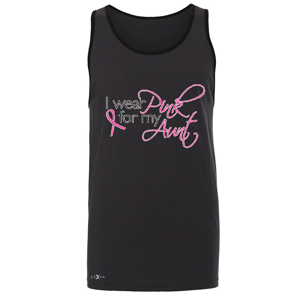 I Wear Pink For My Aunt Men's Jersey Tank Breast Cancer Awareness Sleeveless - Zexpa Apparel - 3