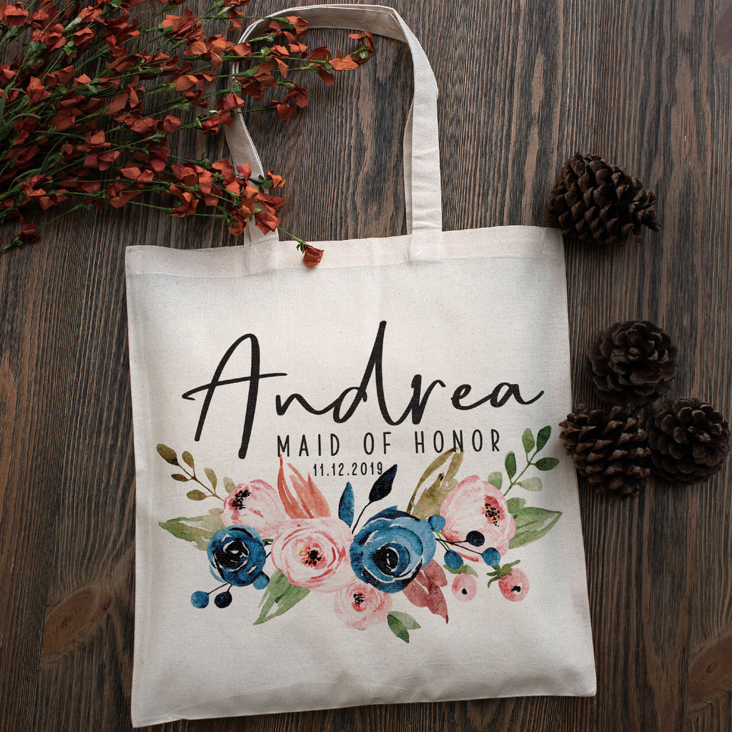 Personalized Tote Bag For Bridesmaids Wedding | Customized Bachelorette Party Bag | Baby Shower and Events Totes |Design #12