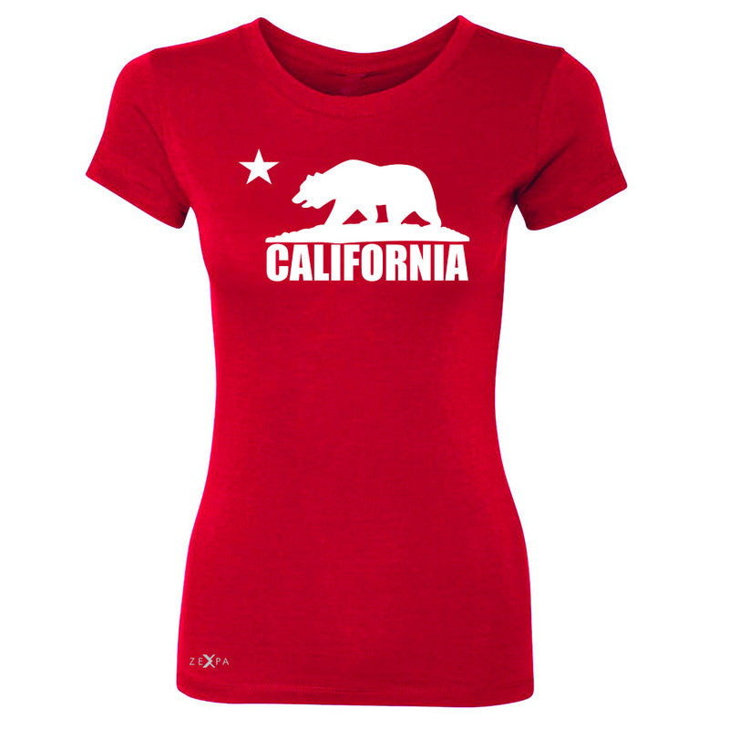 California Bear White Star Women's T-shirt State Flag Cali CA Tee - Zexpa Apparel Halloween Christmas Shirts