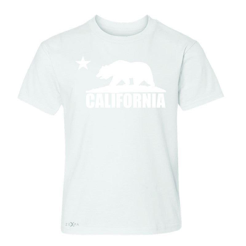 California Bear White Star Youth T-shirt State Flag Cali CA Tee - Zexpa Apparel Halloween Christmas Shirts