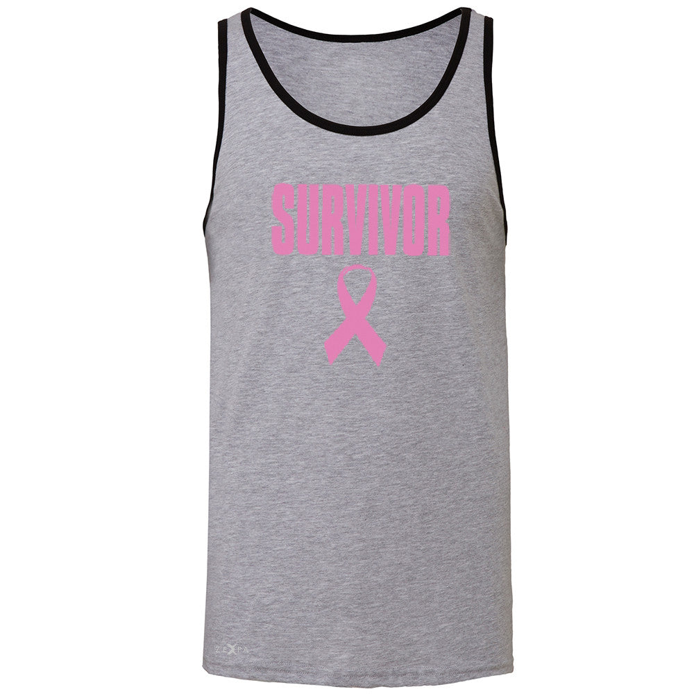 Survivor Pink Ribbon Men's Jersey Tank Breast Cancer Awareness Real Sleeveless - Zexpa Apparel - 2