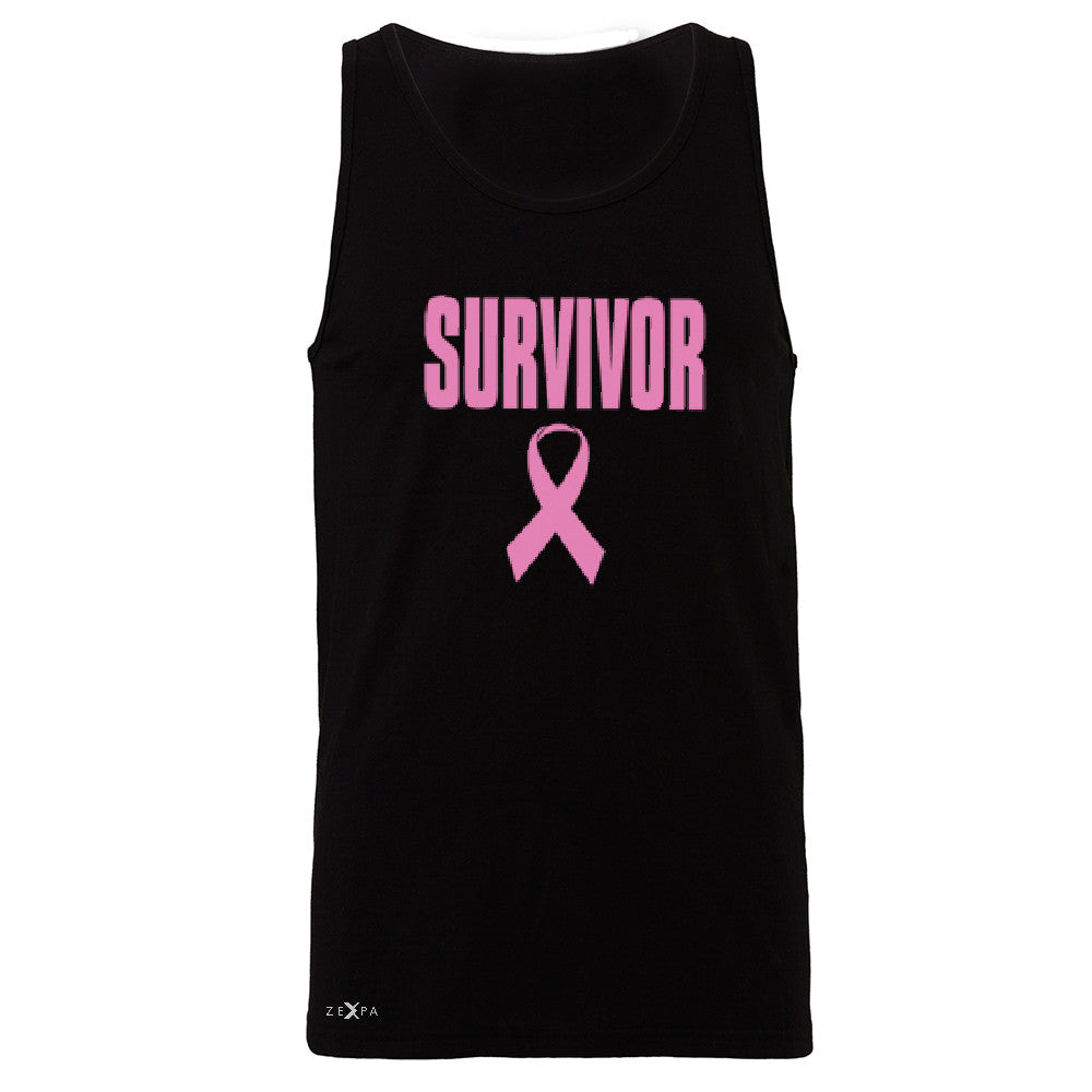 Survivor Pink Ribbon Men's Jersey Tank Breast Cancer Awareness Real Sleeveless - Zexpa Apparel - 1