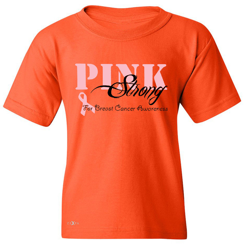 Pink Strong for Breast Cancer Awareness Youth T-shirt October Tee - Zexpa Apparel - 2