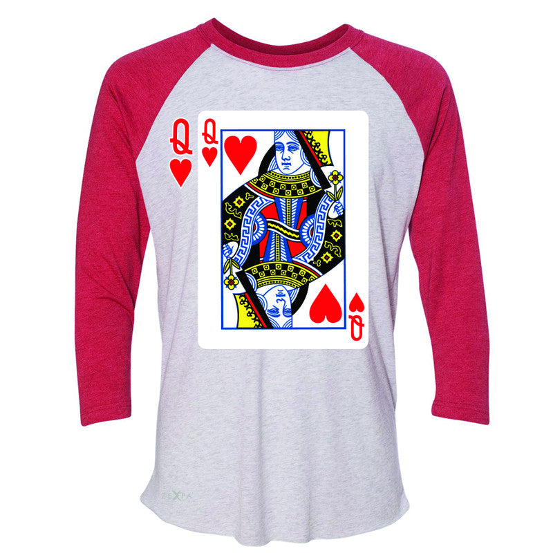 Playing Cards Queen 3/4 Sleevee Raglan Tee Couple Matching Deck Feb 14 Tee - Zexpa Apparel - 2