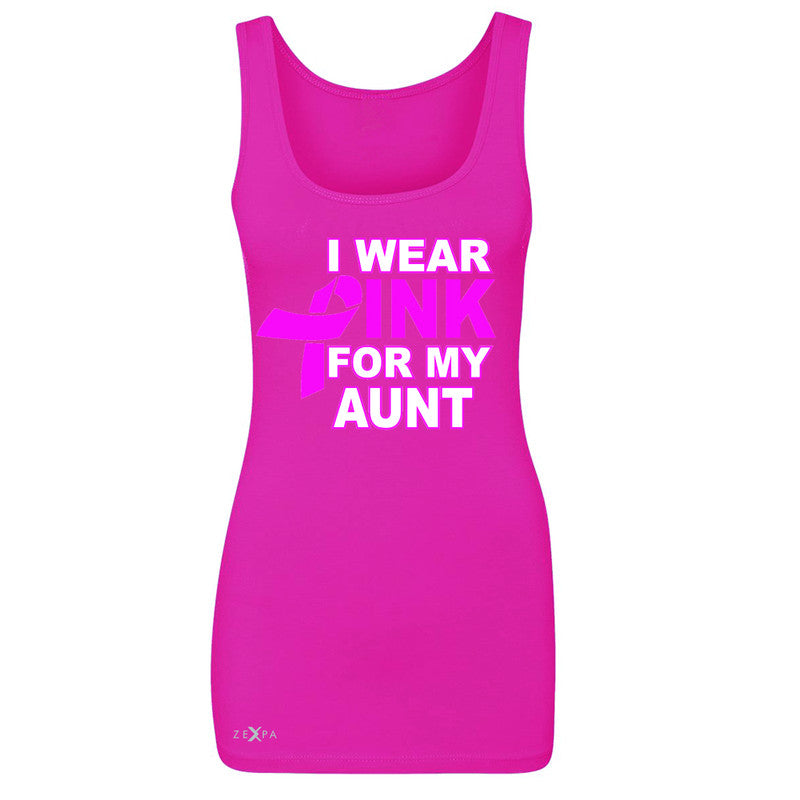 I Wear Pink For My Aunt Women's Tank Top Breast Cancer Awareness Sleeveless - Zexpa Apparel - 2