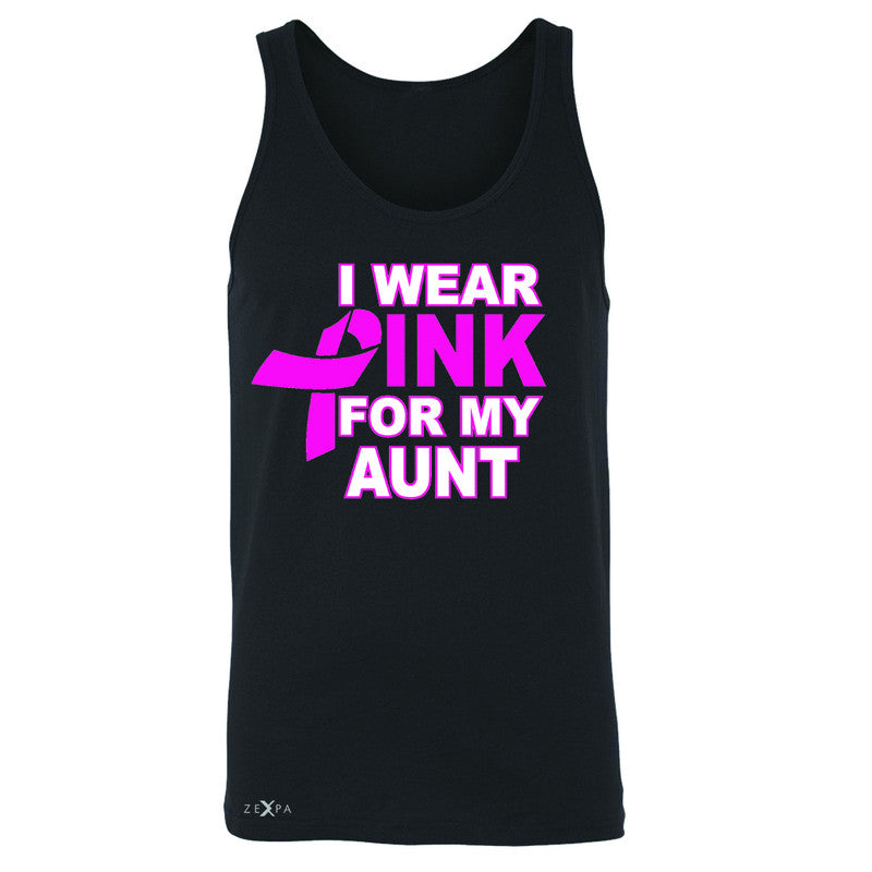 I Wear Pink For My Aunt Men's Jersey Tank Breast Cancer Awareness Sleeveless - Zexpa Apparel - 1
