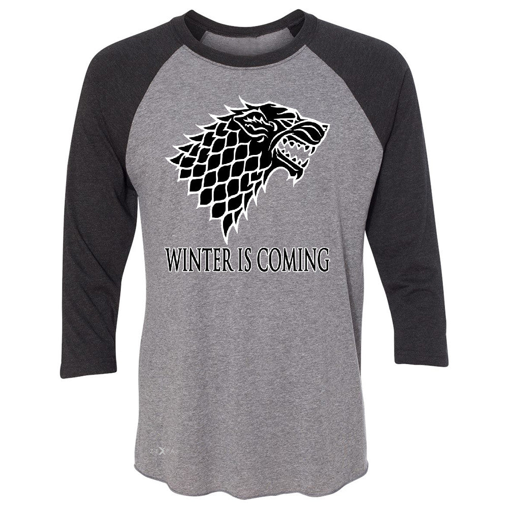 Winter is Coming Stark 3/4 Sleevee Raglan Tee Thronies North GOT Fan  Tee - Zexpa Apparel - 1