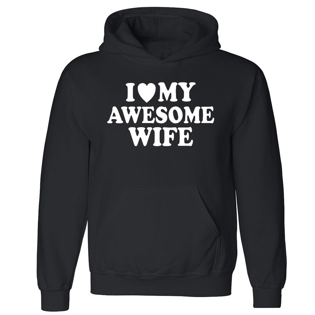 Zexpa Apparelâ„¢I Love My Awesome Wife Unisex Hoodie Couple Matching Gift Love Hooded Sweatshirt