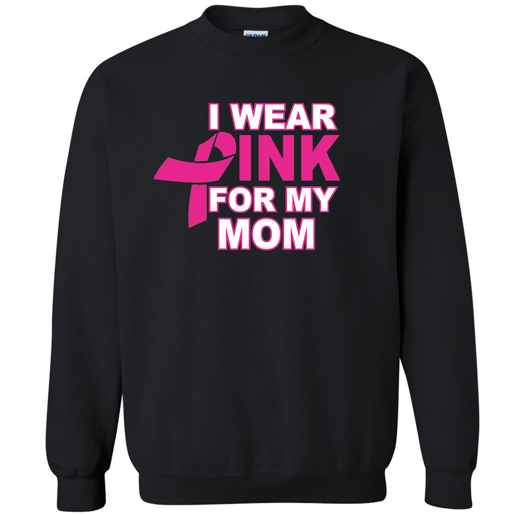 Wear Pink For My Mom Unisex Crewneck Breast Cancer Awareness Sweatshirt - Zexpa Apparel