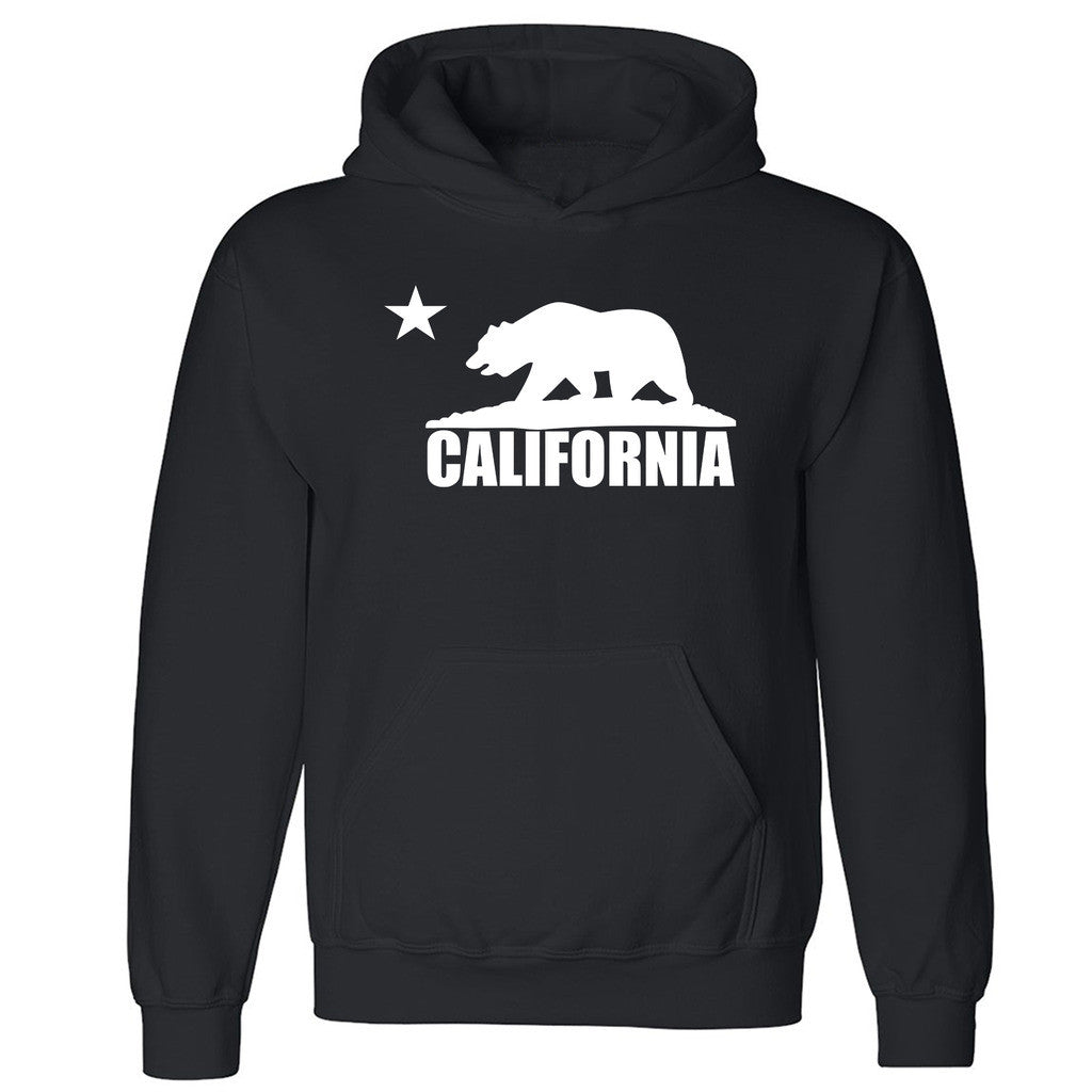 Zexpa Apparelâ„¢ White California Bear Flag Unisex Hoodie Golden State Cali Hooded Sweatshirt