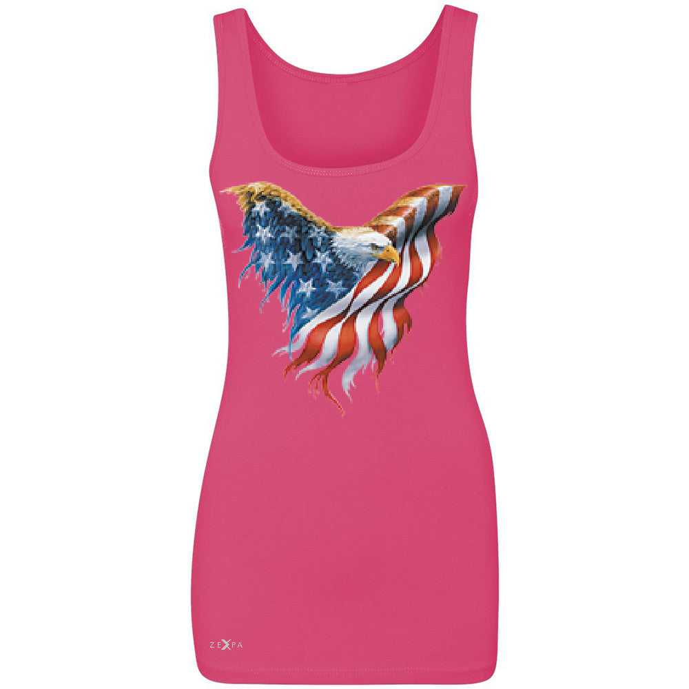 American Flag Bald Eagle Women's Tank Top USA Flag 4th of July Sleeveless - Zexpa Apparel Halloween Christmas Shirts
