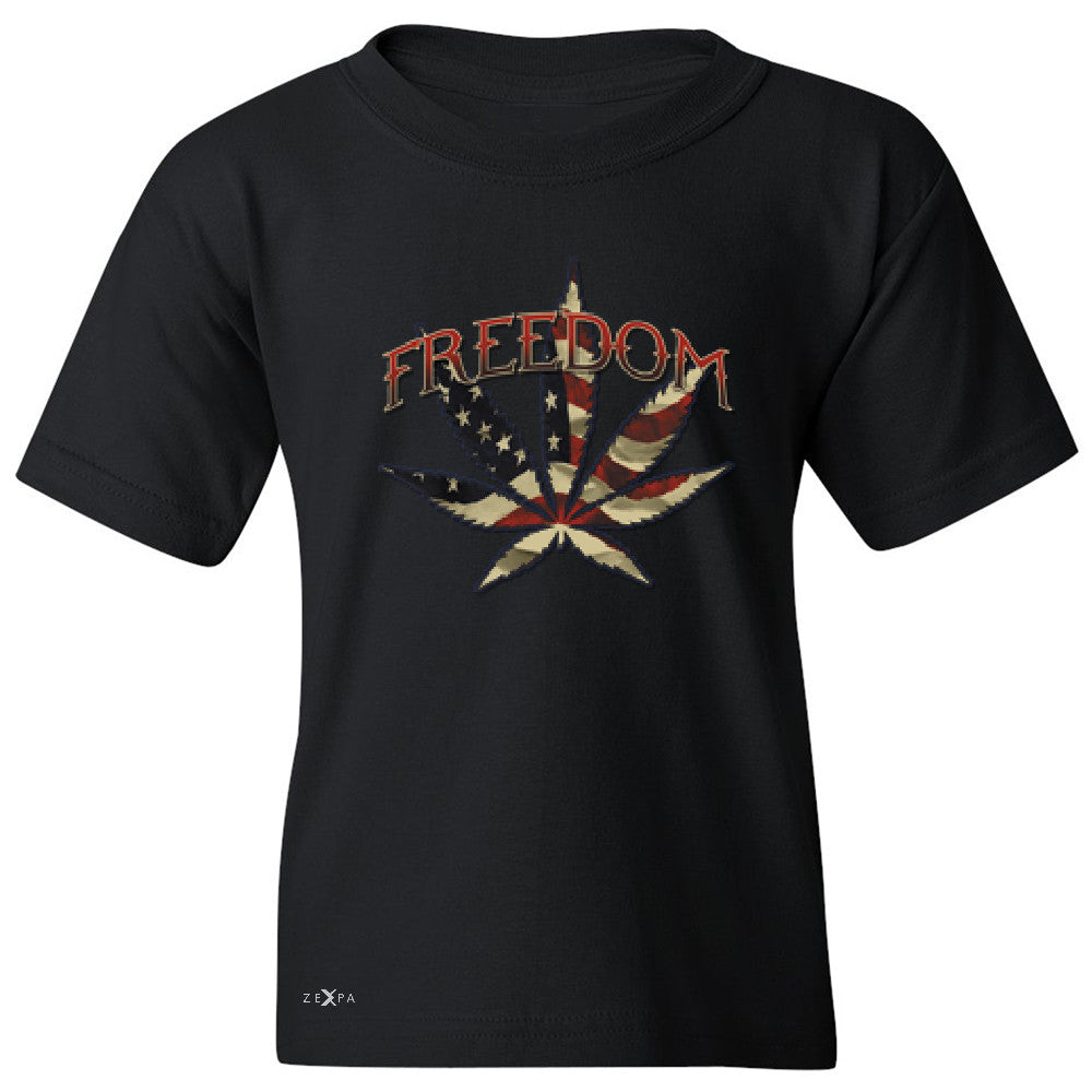 Freedom Weed Legalize It Youth T-shirt Old America Flag Pattern Tee - Zexpa Apparel - 1