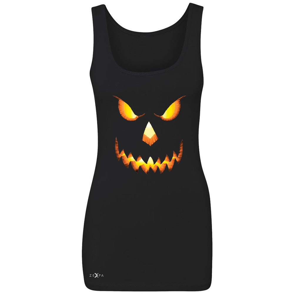 PUMPKIN Jack-o'Lantern Scary Costume Women's Tank Top Halloween NT Sleeveless - Zexpa Apparel - 1