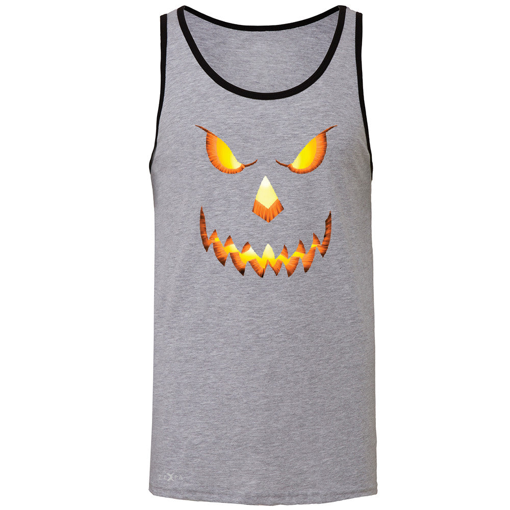 PUMPKIN Jack-o'Lantern Scary Costume Men's Jersey Tank Halloween NT Sleeveless - Zexpa Apparel - 2