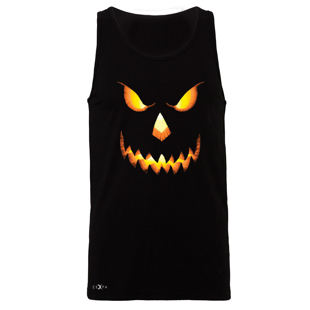 PUMPKIN Jack-o'Lantern Scary Costume Men's Jersey Tank Halloween NT Sleeveless - Zexpa Apparel - 1