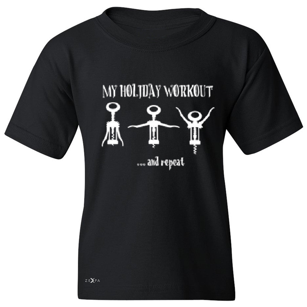 Holiday Workout and Repeat Youth T-shirt Funny Xmas Corkscrew Tee - Zexpa Apparel - 1
