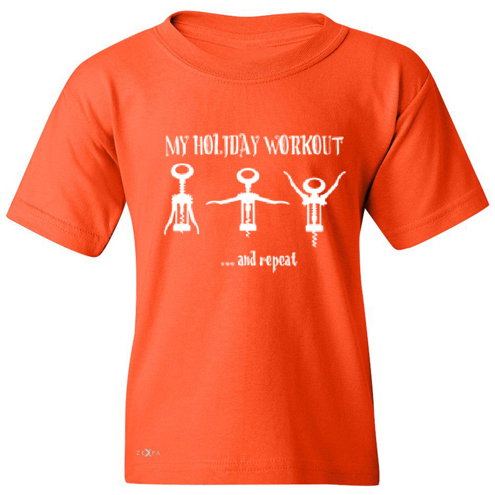 Holiday Workout and Repeat Youth T-shirt Funny Xmas Corkscrew Tee - Zexpa Apparel - 2