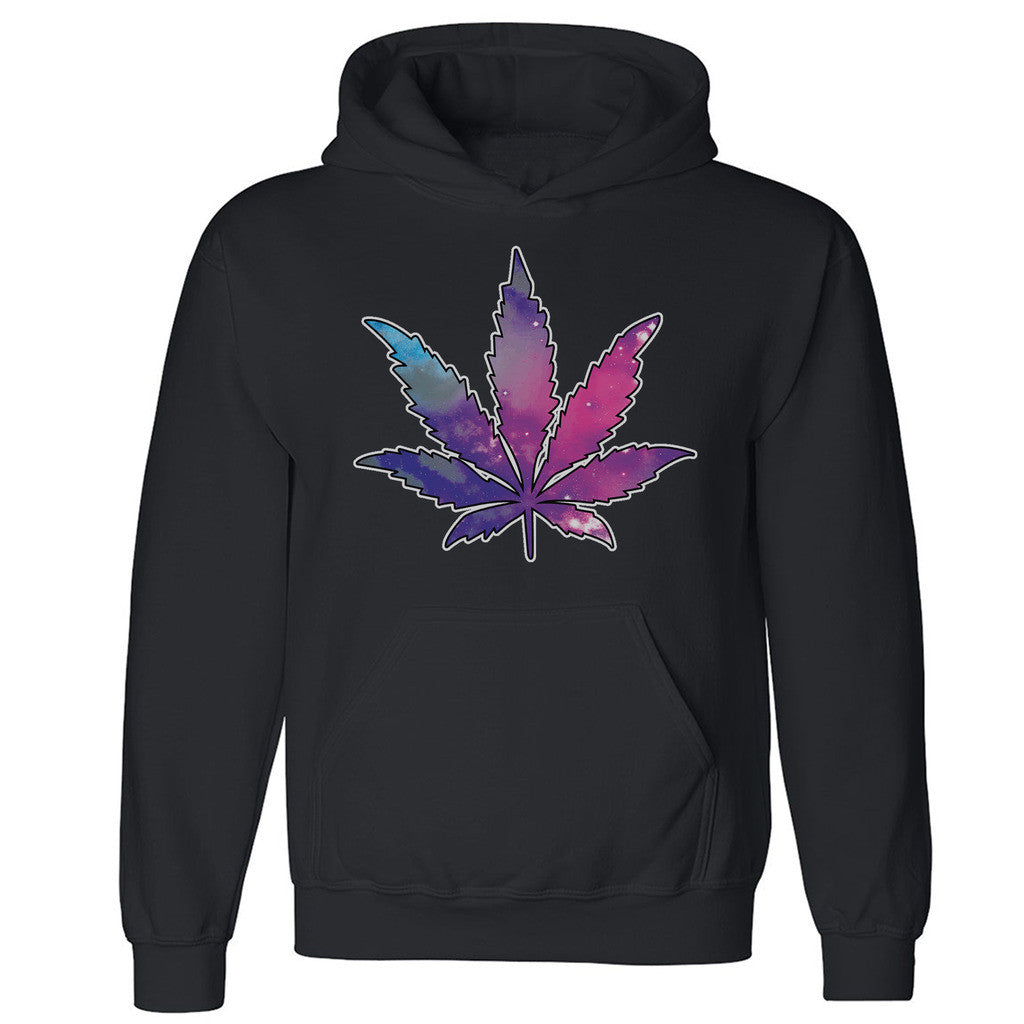 Zexpa Apparelâ„¢ Galaxy Weed Leaf Unisex Hoodie Marijuana Leaf Weed Smokers Hooded Sweatshirt