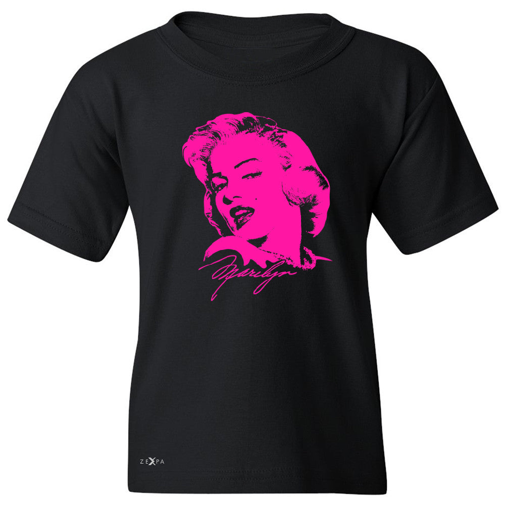 Neon Marilyn Monroe Pink Youth T-shirt Marilyn Signature Cool Tee - Zexpa Apparel - 1