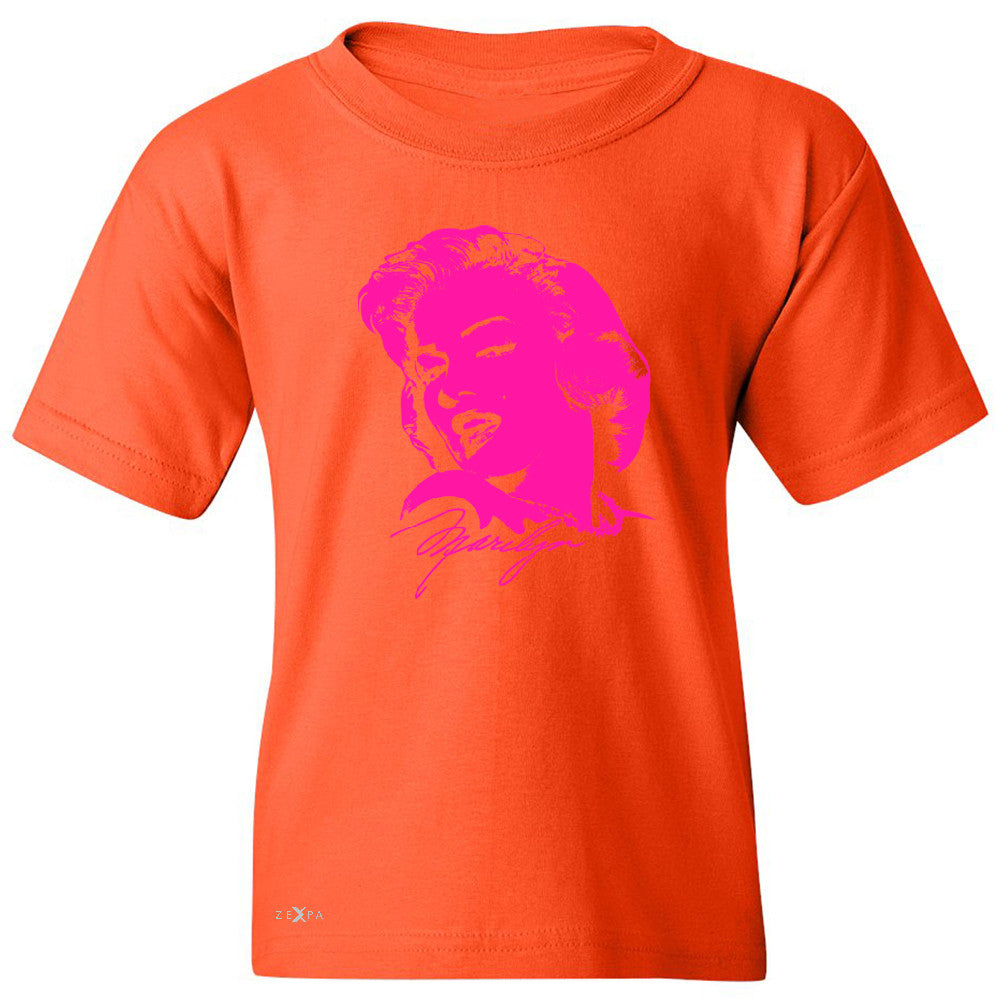 Neon Marilyn Monroe Pink Youth T-shirt Marilyn Signature Cool Tee - Zexpa Apparel - 2