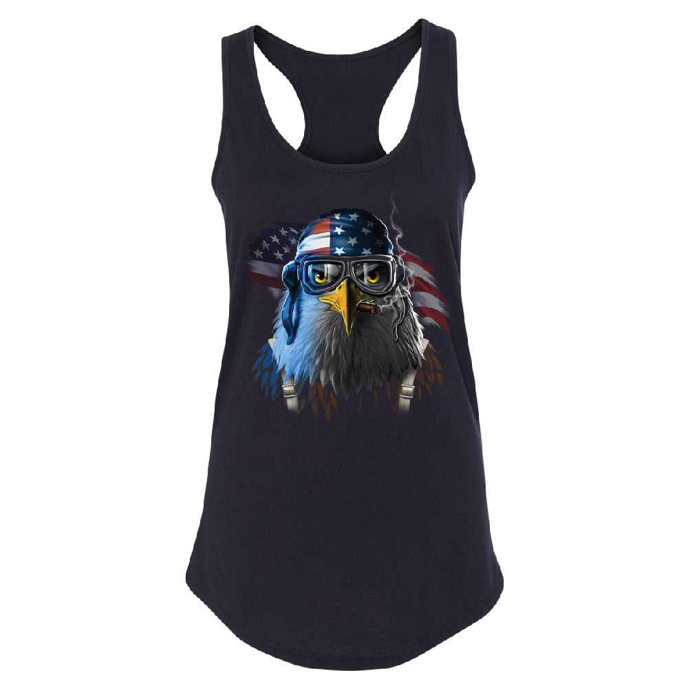 Freeodom Fighther American Eagle Women's Racerback 4th of July USA Shirt 