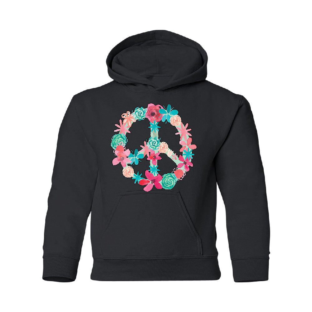 Floral Peace Sign Garden Nature YOUTH Hoodie Colored Flowers SweatShirt 