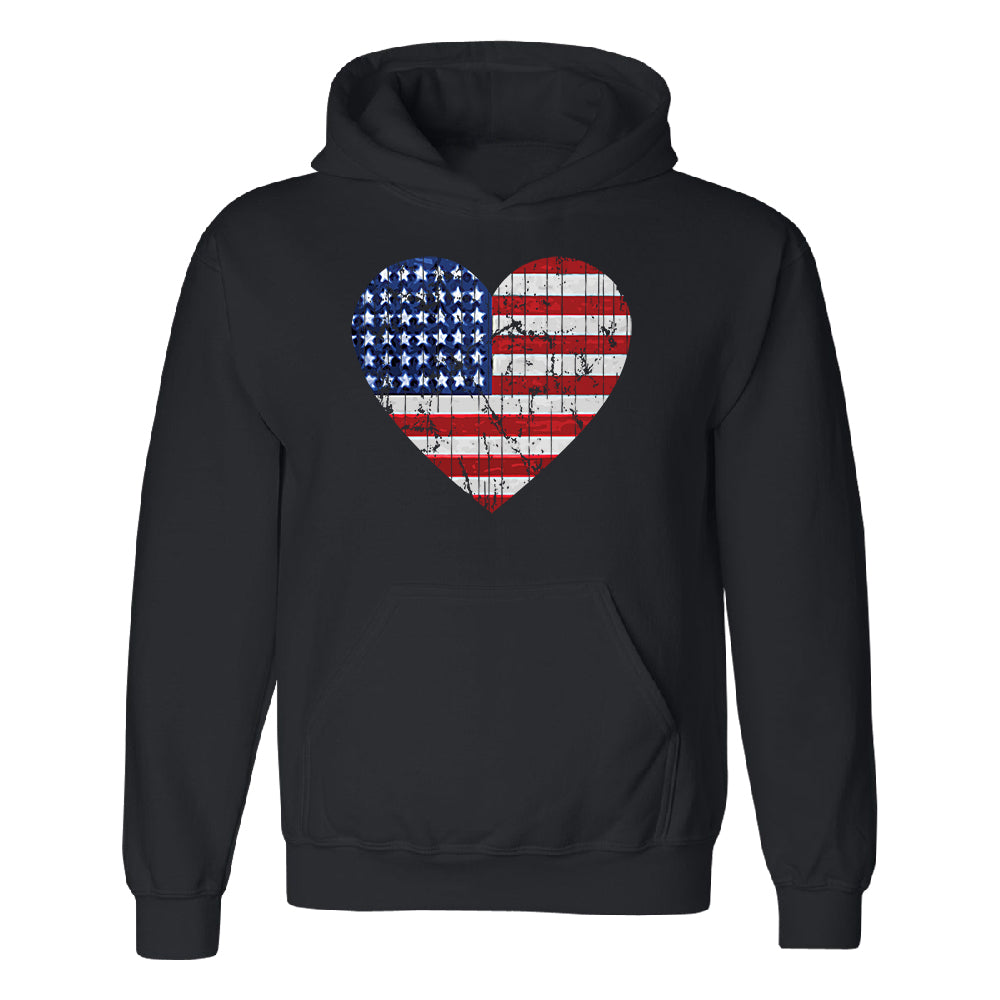 American Flag Heart Love Unisex Hoodie 4th of July Sweater 