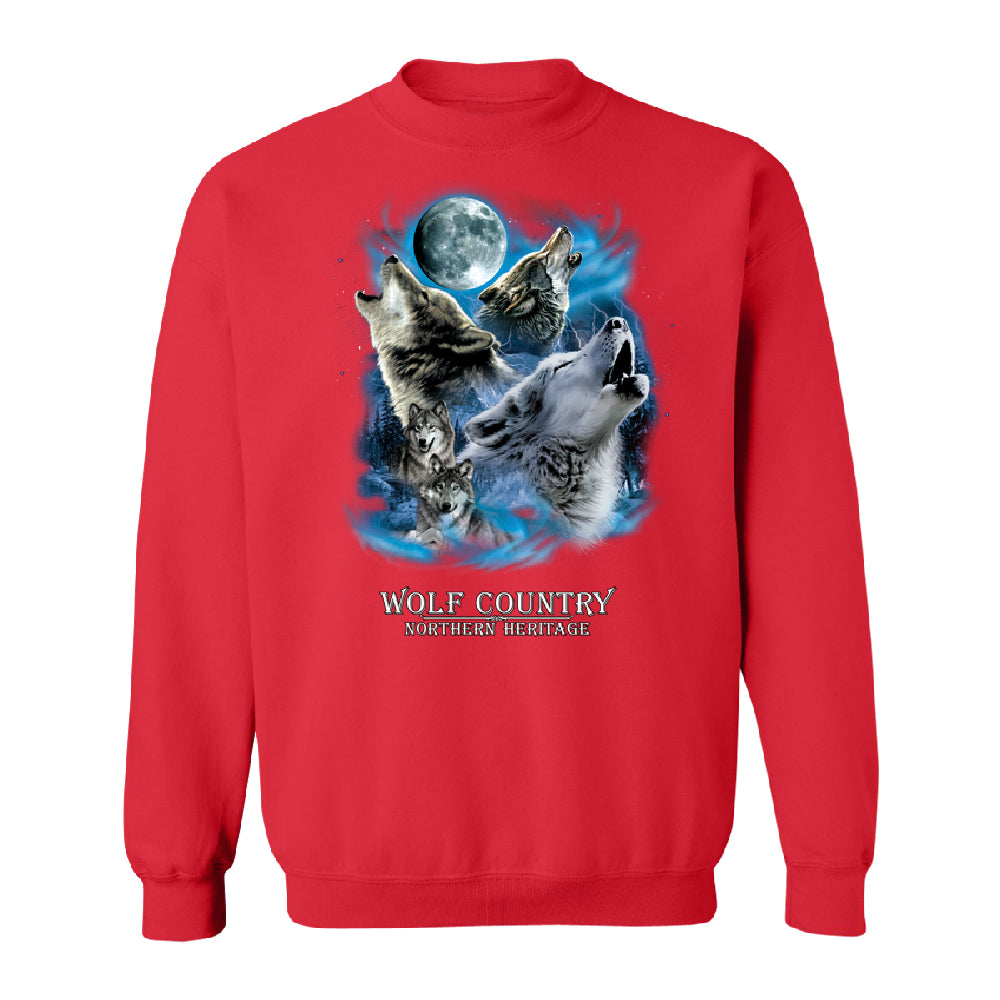 Wolves Howling Full Moon Unisex Crewneck Country Northern Heritage Sweater 